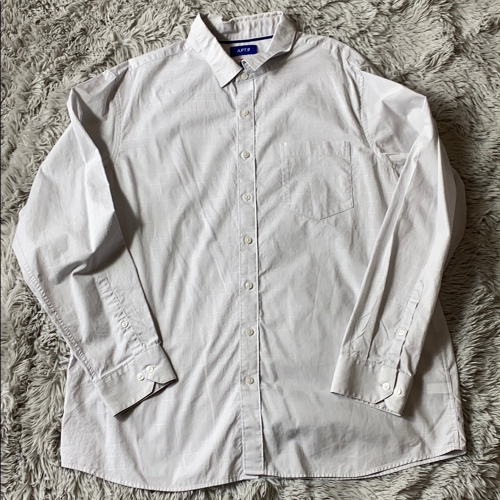 Apt 9 Griege Windowpane Button Down Size Xl - image 4